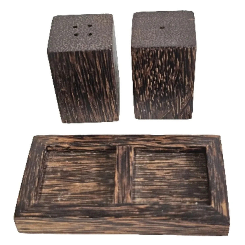 Kultura Wooden Salt & Pepper Shakers Condiments  Kitchen Seasoning Container